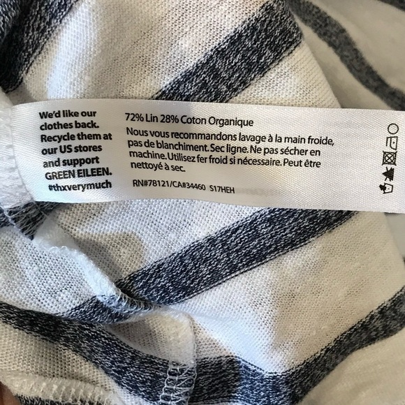 Eileen Fisher Linen/Organic Cotton Stripe V-Neck M - Picture 4 of 5